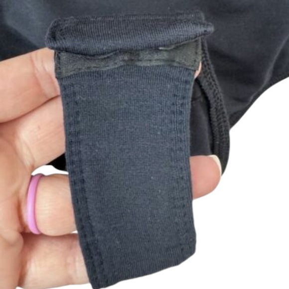 Intimately FP sz S black short sleeve V-neck wrap front thong bodysuit mesh trim - Picture 10 of 16